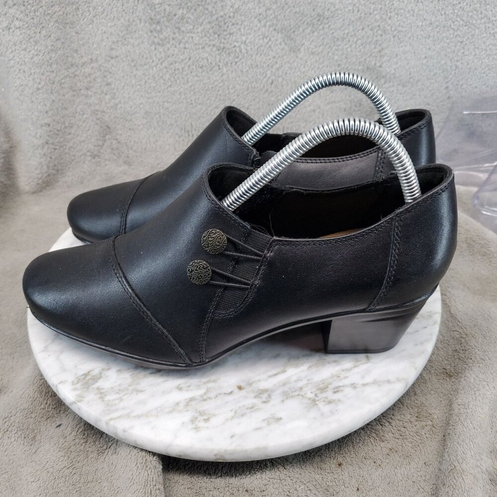 Clarks Shoes Womens Size 9 Black Leather Emslie Warren Academia Booties